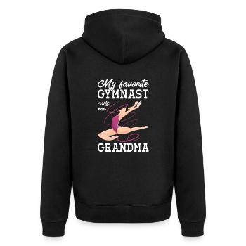 Meine Lieblingsturnerin Nennt Mich Oma Turnsport - Unisex Premium Bio Zip Hoodie - Schwarz - Hinten - Nico (187cm)
