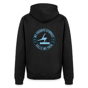 Mein Lieblingsturner Nennt Mich Papa - Unisex Premium Bio Zip Hoodie - Schwarz - Hinten - Nico (187cm)