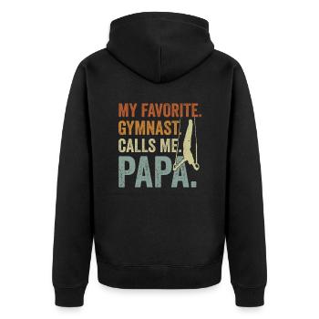 Mon gymnaste préféré m’appelle Papa - Veste à capuche bio Premium Unisexe - noir - Dos - Nico (187cm)