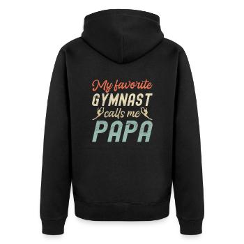 Mein Lieblingsturner Nennt Mich Papa - Unisex Premium Bio Zip Hoodie - Schwarz - Hinten - Nico (187cm)