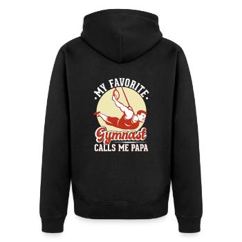 Mon gymnaste préféré m’appelle Papa - Veste à capuche bio Premium Unisexe - noir - Dos - Nico (187cm)