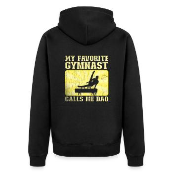 Mein Lieblingsturner Nennt Mich Papa - Unisex Premium Bio Zip Hoodie - Schwarz - Hinten - Nico (187cm)
