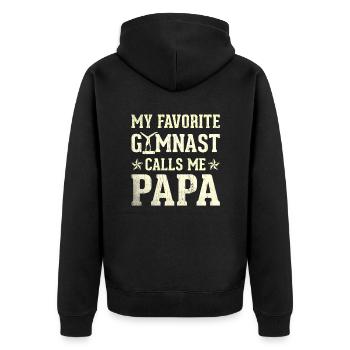 Mein Lieblingsturner Nennt Mich Papa - Unisex Premium Bio Zip Hoodie - Schwarz - Hinten - Nico (187cm)