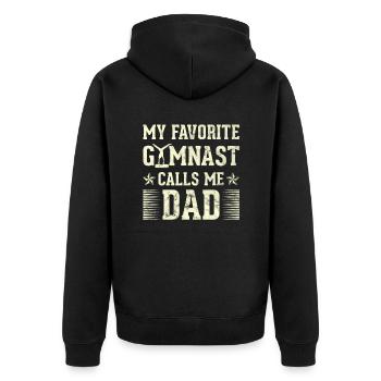 Mon gymnaste préféré m’appelle Papa - Veste à capuche bio Premium Unisexe - noir - Dos - Nico (187cm)