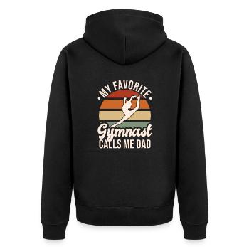 Mon gymnaste préféré m’appelle Papa - Veste à capuche bio Premium Unisexe - noir - Dos - Nico (187cm)