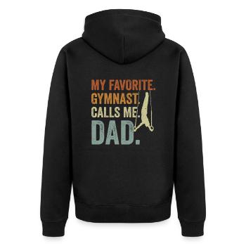 Mon gymnaste préféré m’appelle Papa - Veste à capuche bio Premium Unisexe - noir - Dos - Nico (187cm)