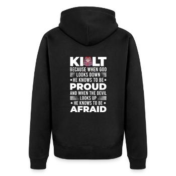 Kilt écossais disant jupe écossaise Écosse - Veste à capuche bio Premium Unisexe - noir - Dos - Nico (187cm)