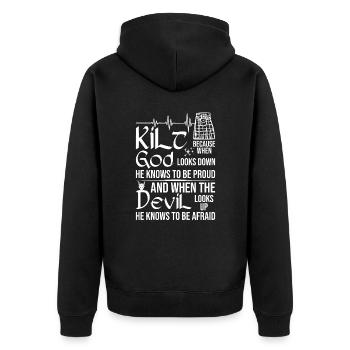 Kilt écossais disant jupe écossaise Écosse - Veste à capuche bio Premium Unisexe - noir - Dos - Nico (187cm)