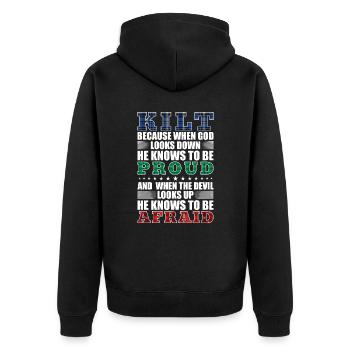 Kilt écossais disant jupe écossaise Écosse - Veste à capuche bio Premium Unisexe - noir - Dos - Nico (187cm)