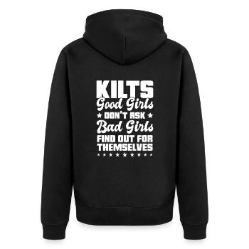 Kilt écossais disant jupe écossaise Écosse - Veste à capuche bio Premium Unisexe - noir - Dos - Nico (187cm)