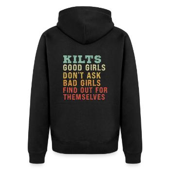 Scottish Kilt Saying Scottish Skirt Scotland - Unisex Premium Organic Zip Hoodie - black - Back - Nico (187cm)