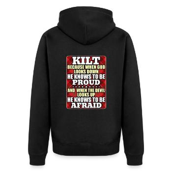 Scottish Kilt Saying Scottish Skirt Scotland - Unisex Premium Organic Zip Hoodie - black - Back - Nico (187cm)