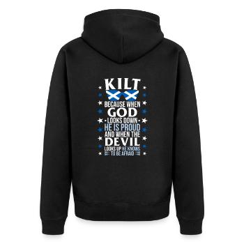 Kilt écossais disant jupe écossaise Écosse - Veste à capuche bio Premium Unisexe - noir - Dos - Nico (187cm)