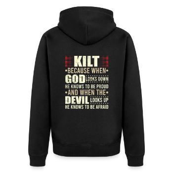 Kilt écossais disant jupe écossaise Écosse - Veste à capuche bio Premium Unisexe - noir - Dos - Nico (187cm)