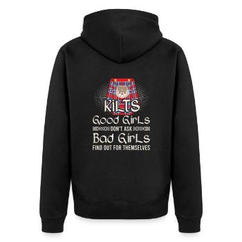 Kilt écossais disant jupe écossaise Écosse - Veste à capuche bio Premium Unisexe - noir - Dos - Nico (187cm)