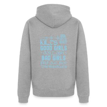 Kilt écossais disant jupe écossaise Écosse - Veste à capuche bio Premium Unisexe - gris chiné - Dos - Nico (187cm)