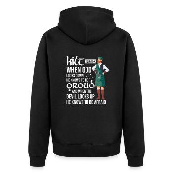 Kilt écossais disant jupe écossaise Écosse - Veste à capuche bio Premium Unisexe - noir - Dos - Nico (187cm)