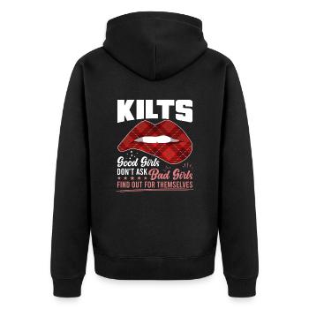 Scottish Kilt Saying Scottish Skirt Scotland - Unisex Premium Organic Zip Hoodie - black - Back - Nico (187cm)