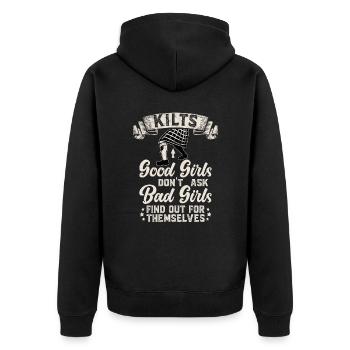 Kilt écossais disant jupe écossaise Écosse - Veste à capuche bio Premium Unisexe - noir - Dos - Nico (187cm)