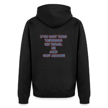 witziges Nicht-Nachdenken-Design / lustige Sprüche - Unisex Premium Bio Zip Hoodie - Schwarz - Hinten - Nico (187cm)
