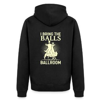 Tanzen Spruch Ballsaal Paartanz Tanz Tanzfläche - Unisex Premium Bio Zip Hoodie - Schwarz - Hinten - Nico (187cm)