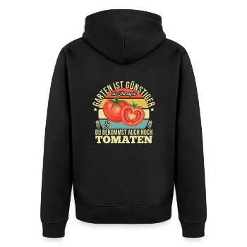Garten Therapie Tomaten Tomatensorten Gartenfreund - Unisex Premium Bio Zip Hoodie - Schwarz - Hinten - Nico (187cm)