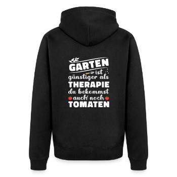 Garten Therapie Tomaten Tomatensorten Gartenfreund - Unisex Premium Bio Zip Hoodie - Schwarz - Hinten - Nico (187cm)