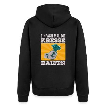 Einfach Mal die Kresse Halten Gartenlust Gärtner - Unisex Premium Bio Zip Hoodie - Schwarz - Hinten - Nico (187cm)