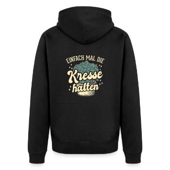 Einfach Mal die Kresse Halten Gartenlust Gärtner - Unisex Premium Bio Zip Hoodie - Schwarz - Hinten - Nico (187cm)