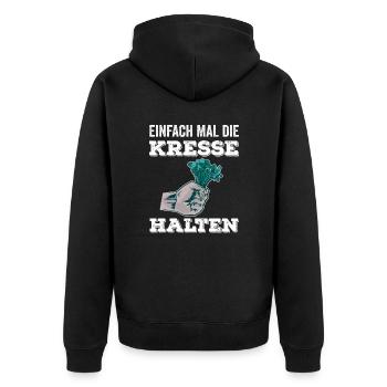 Einfach Mal die Kresse Halten Gartenlust Gärtner - Unisex Premium Bio Zip Hoodie - Schwarz - Hinten - Nico (187cm)