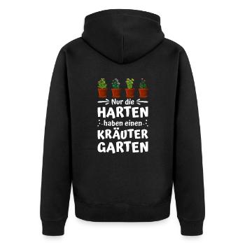 Die Harten Haben Kräutergarten Gartenarbeit - Unisex Premium Bio Zip Hoodie - Schwarz - Hinten - Nico (187cm)