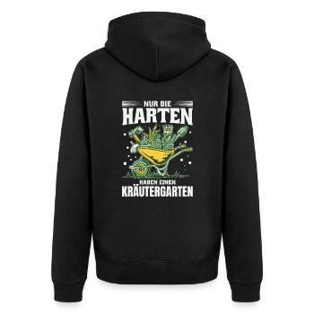 Die Harten Haben Kräutergarten Gartenarbeit - Unisex Premium Bio Zip Hoodie - Schwarz - Hinten - Nico (187cm)