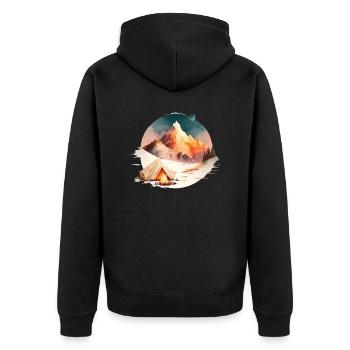 Tente et feu de camp en montagne pour les campeurs - Veste à capuche bio Premium Unisexe - noir - Dos - Nico (187cm)