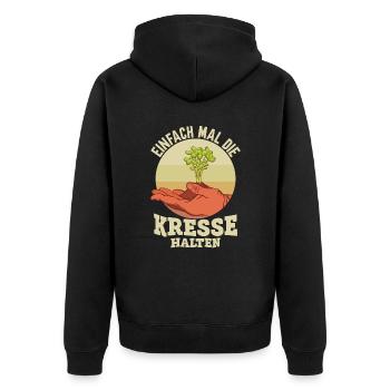 Einfach Mal die Kresse Halten Gartenlust Gärtner - Unisex Premium Bio Zip Hoodie - Schwarz - Hinten - Nico (187cm)