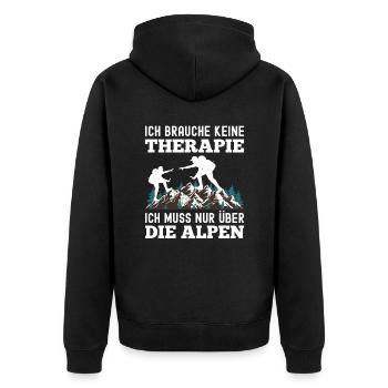 Brauche Keine Therapie Alpen Alpenüberquerung - Unisex Premium Bio Zip Hoodie - Schwarz - Hinten - Nico (187cm)