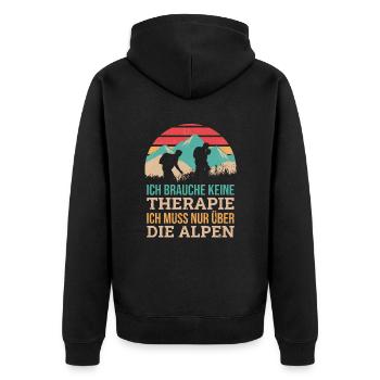 Brauche Keine Therapie Alpen Alpenüberquerung - Unisex Premium Bio Zip Hoodie - Schwarz - Hinten - Nico (187cm)