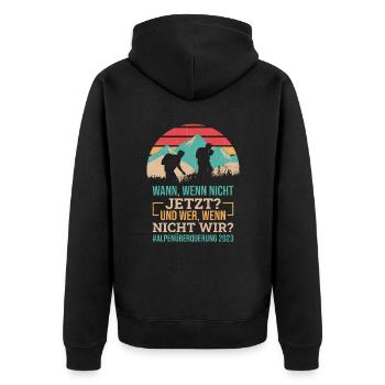 Alpenüberquerung 2023 Spruch Für Alpenüberquerer - Unisex Premium Bio Zip Hoodie - Schwarz - Hinten - Nico (187cm)