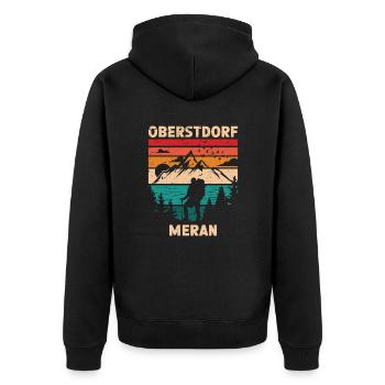 Crossing the Alps Oberstdorf Merano E5 long-distance hiking trail - Unisex Premium Organic Zip Hoodie - black - Back - Nico (187cm)