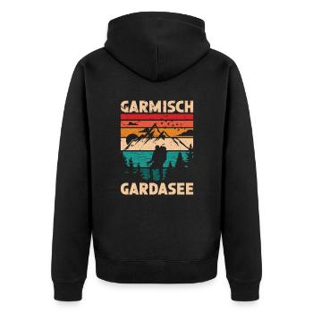 Crossing the Alps Garmisch Lake Garda - Unisex Premium Organic Zip Hoodie - black - Back - Nico (187cm)
