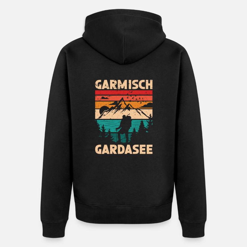 Alpenüberquerung Garmisch Gardasee - Unisex Premium Bio Zip Hoodie - Schwarz