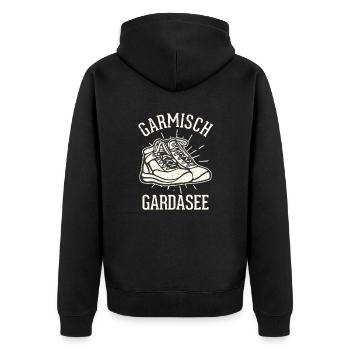 Crossing the Alps Garmisch Lake Garda - Unisex Premium Organic Zip Hoodie - black - Back - Nico (187cm)