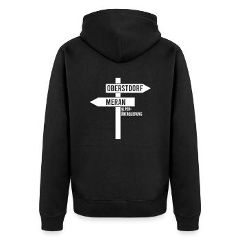 Crossing the Alps Oberstdorf Merano E5 long-distance hiking trail - Unisex Premium Organic Zip Hoodie - black - Back - Nico (187cm)