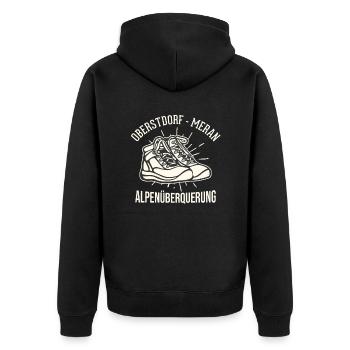 Crossing the Alps Oberstdorf Merano E5 long-distance hiking trail - Unisex Premium Organic Zip Hoodie - black - Back - Nico (187cm)