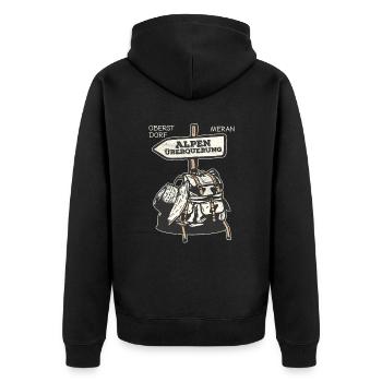 Crossing the Alps Oberstdorf Merano E5 long-distance hiking trail - Unisex Premium Organic Zip Hoodie - black - Back - Nico (187cm)