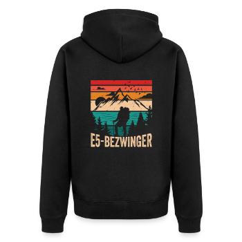 Alpenüberquerung Oberstdorf Meran E5 Fernwanderweg - Unisex Premium Bio Zip Hoodie - Schwarz - Hinten - Nico (187cm)