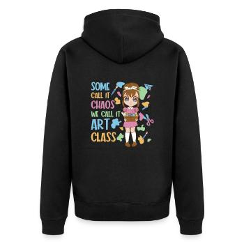 Kunstlehrer Lustiger Spruch Kunstkurs Kunstklasse - Unisex Premium Bio Zip Hoodie - Schwarz - Hinten - Nico (187cm)