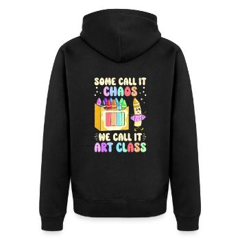 Art Teacher Funny Saying Art Course Art Class - Unisex Premium Organic Zip Hoodie - black - Back - Nico (187cm)