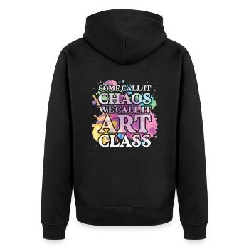 Art Teacher Funny Saying Art Course Art Class - Unisex Premium Organic Zip Hoodie - black - Back - Nico (187cm)