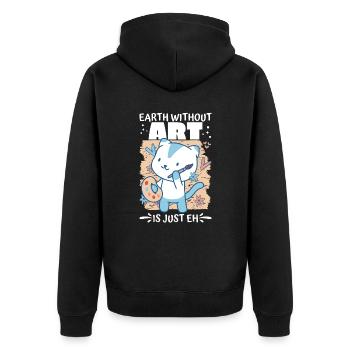 Kunstlehrer Lustiger Spruch Kunstkurs Kunstklasse - Unisex Premium Bio Zip Hoodie - Schwarz - Hinten - Nico (187cm)