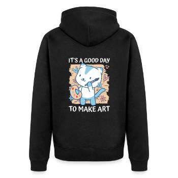 Professeur d’art Drôle de dicteur Cours d’art Cours d’art - Veste à capuche bio Premium Unisexe - noir - Dos - Nico (187cm)